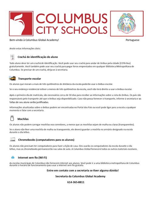 School Information in Portuguese